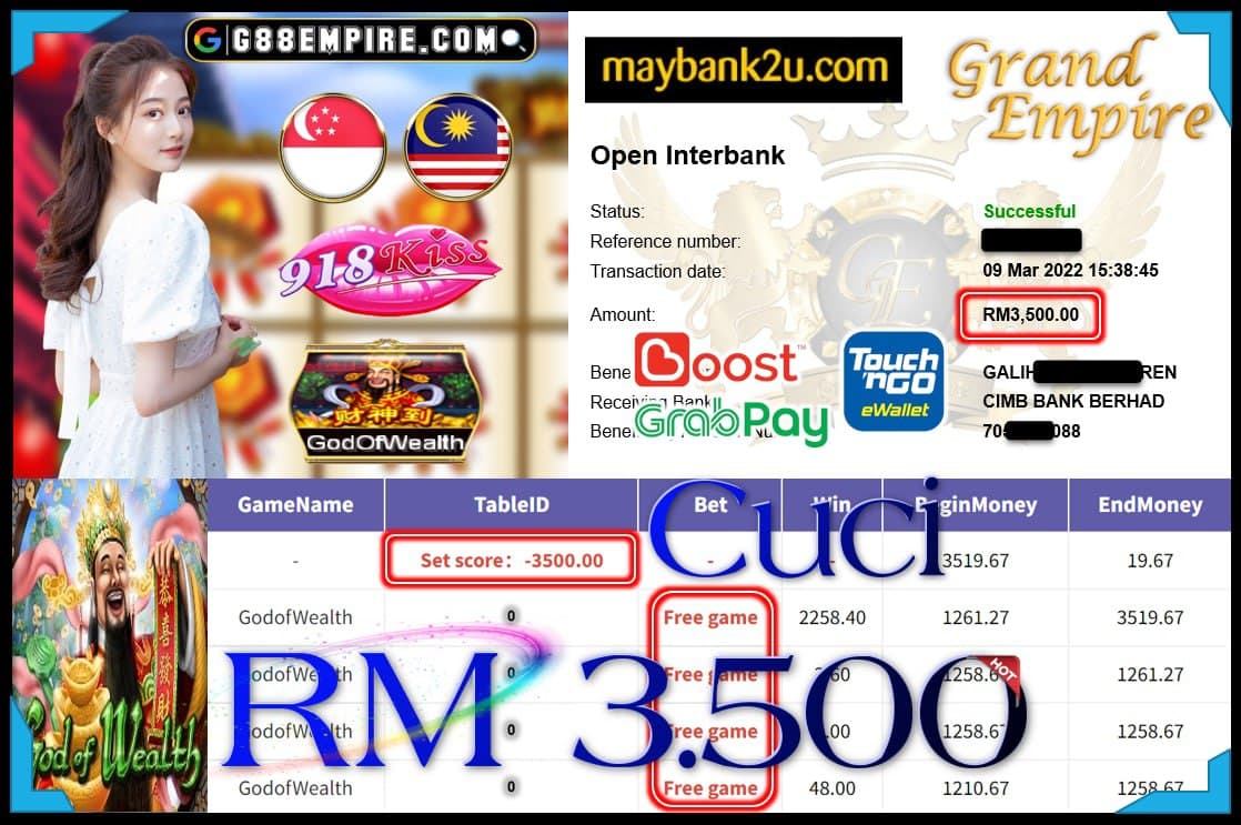 918KISS ORI - GODOFWEALTH CUCI RM3,500 !!!