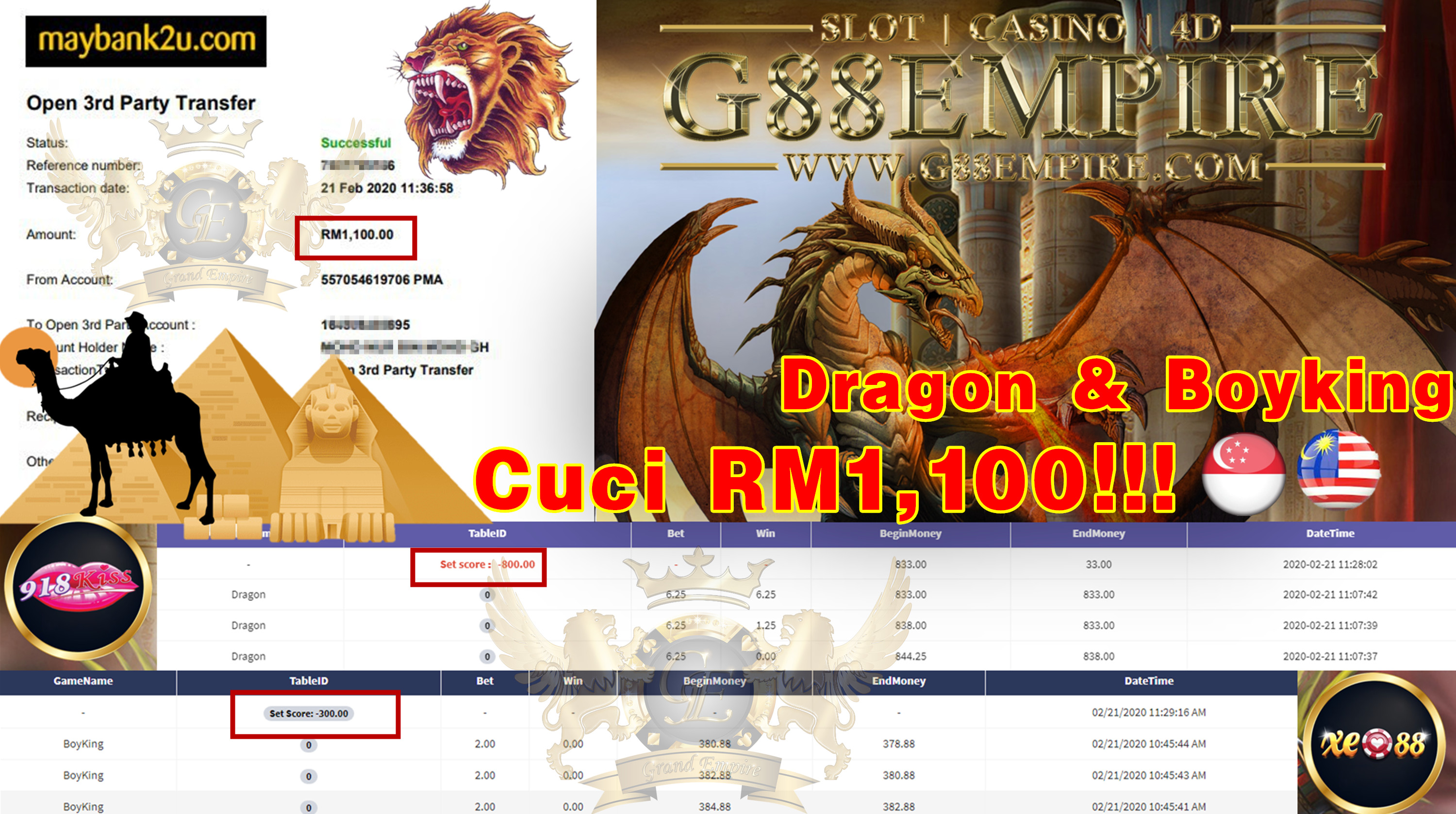 MEMBER MAIN DRAGON & BOYKING CUCI RM1,100!!!