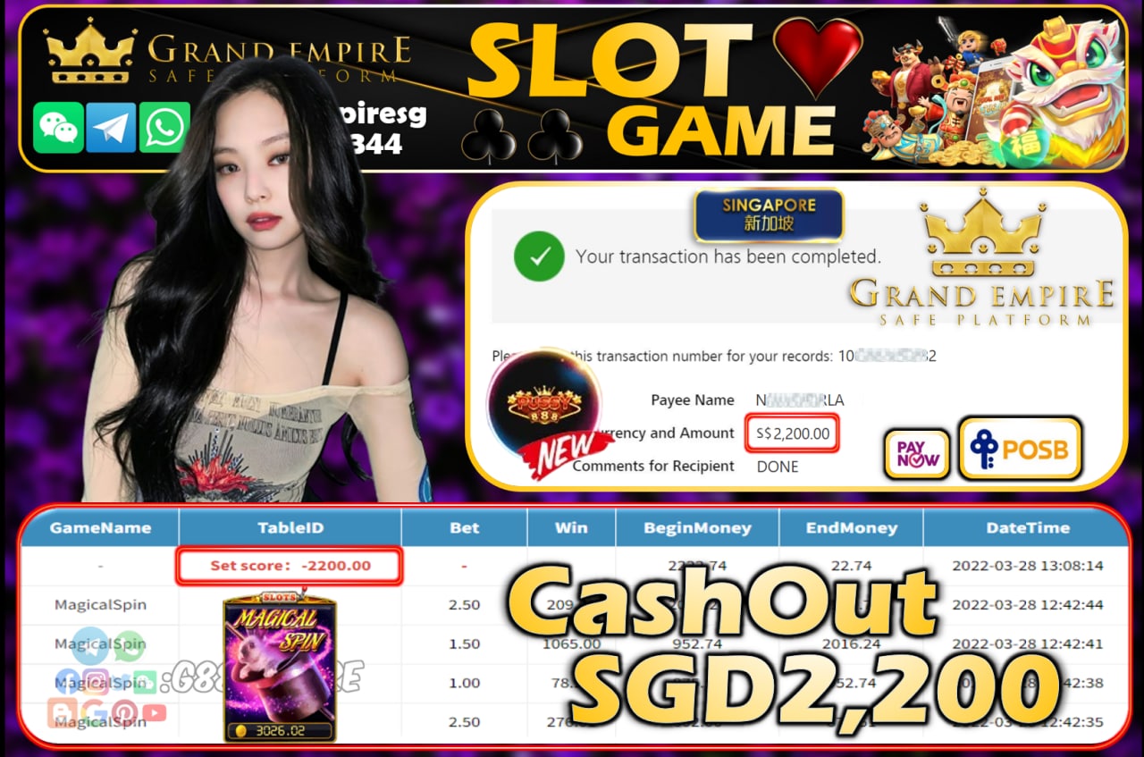 PUSSY888 - MAGICALSPIN CASHOUT SGD2200 !!!