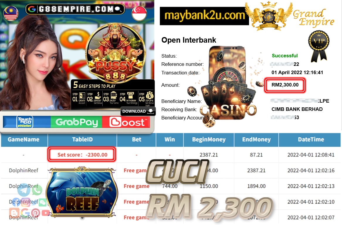 PUSSY888 - DOLPHINREEF CUCI RM2,300 !!!