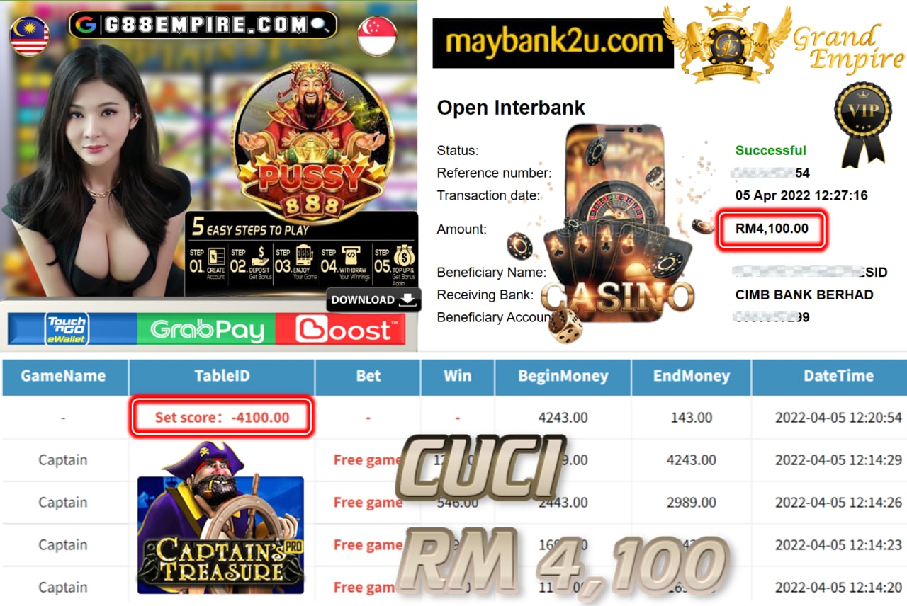 PUSSY888 - CAPTAIN CUCI RM4,100 !!!