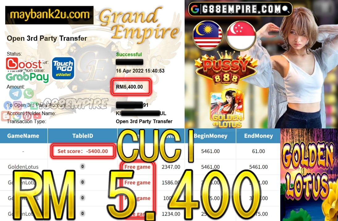PUSSY888 - GOLDENLOTUS - CUCI RM5.400 !!!