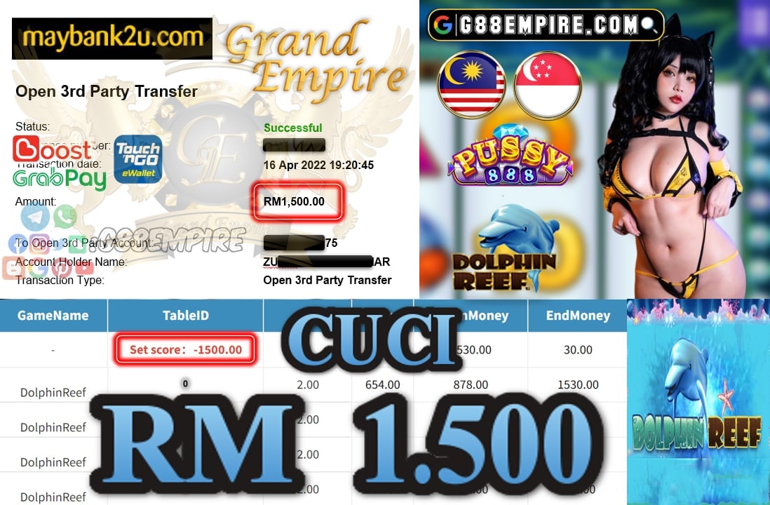 PUSSY888 - DOLPHINREEF - CUCI RM1.500 !!!!