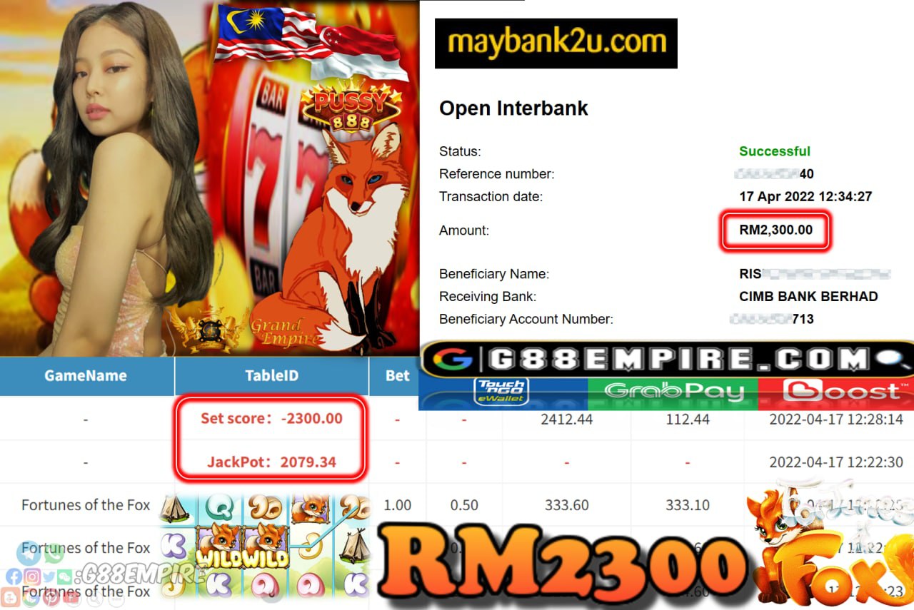 PUSSY888 - FORTUNES OF THE FOX - CUCI RM2,300 !!!!!