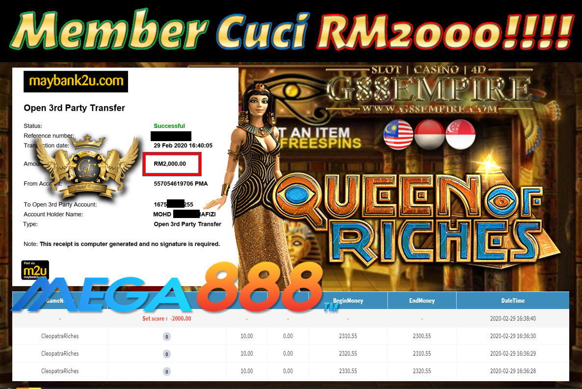 MEMBER MAIN QUEEN OF RICHES CUCI RM2,000!!!