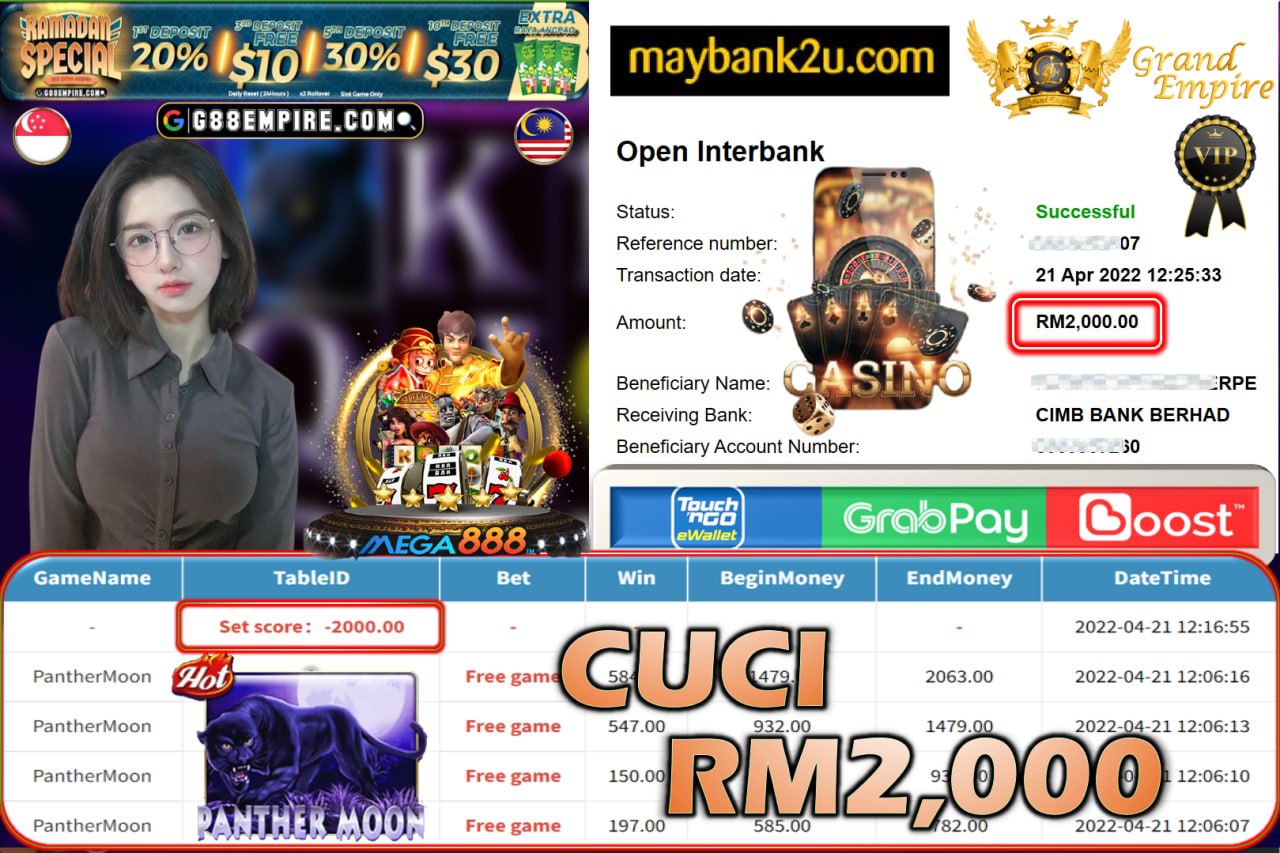 MEGA888 - PANTHERMOON CUCI RM2,000 !!!
