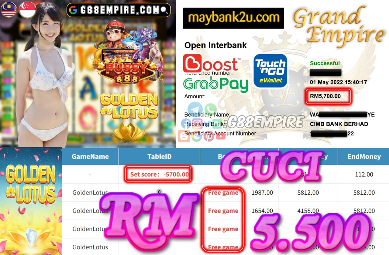 PUSSY888 - GOLDENLOTUS - CUCI RM 5.500 !!!