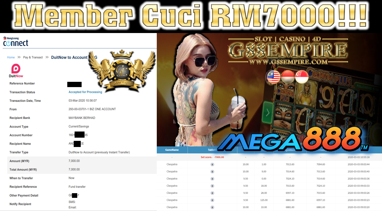 MEGA888 DAPAT CUCI RM 7,000!!!
