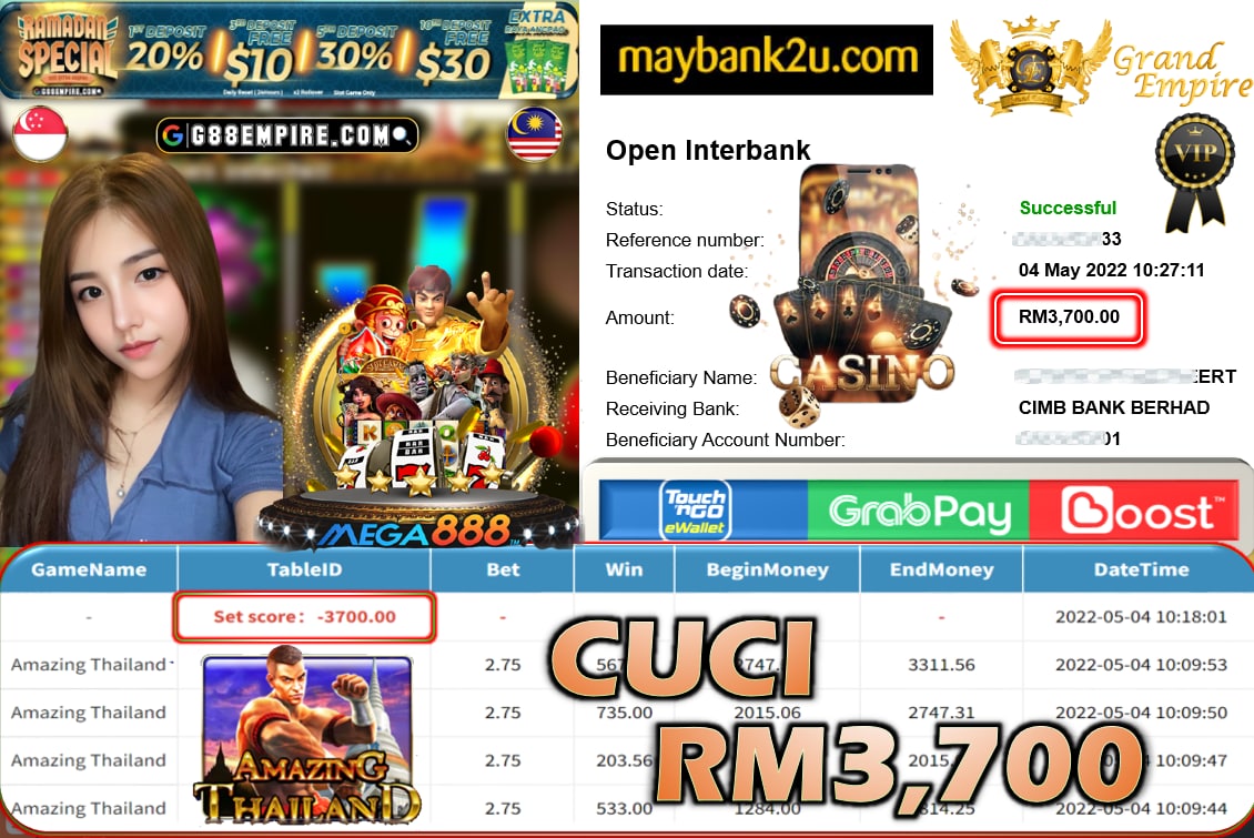 MEGA888 - AMAZING THAILAND CUCI RM3,700 !!!
