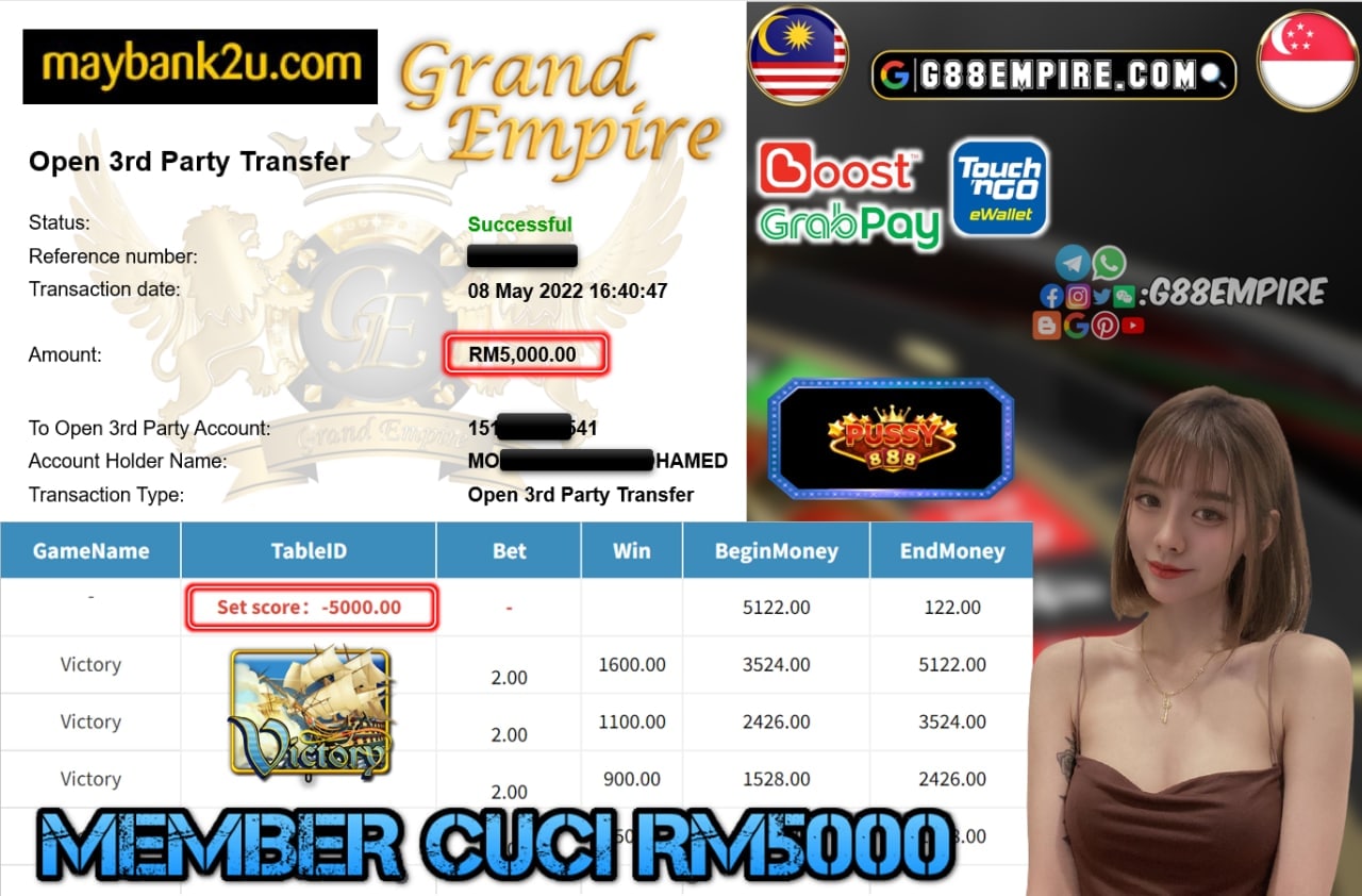 PUSSY888 - VICTORY CUCI RM5,000 !!!