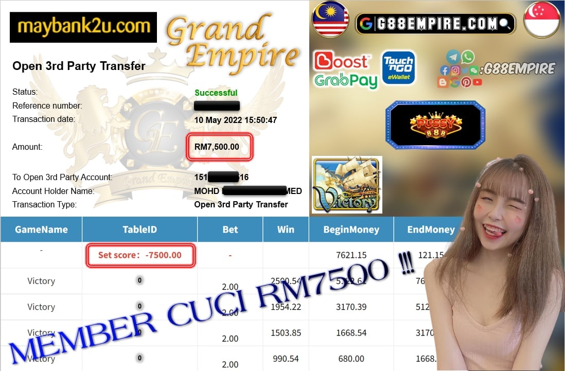PUSSY888 - VICTORY CUCI RM7500 !!!
