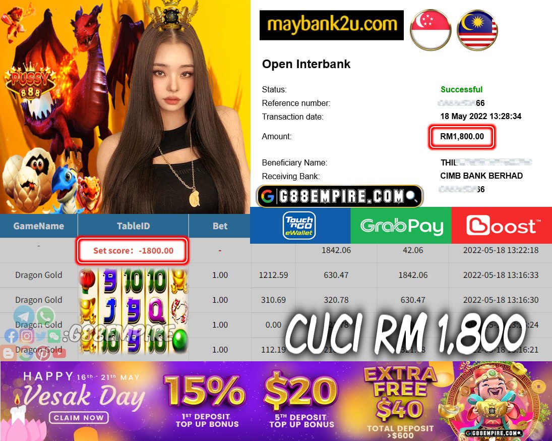 PUSSY888 - DRAGONGOLD CUCI RM1,800 !!!