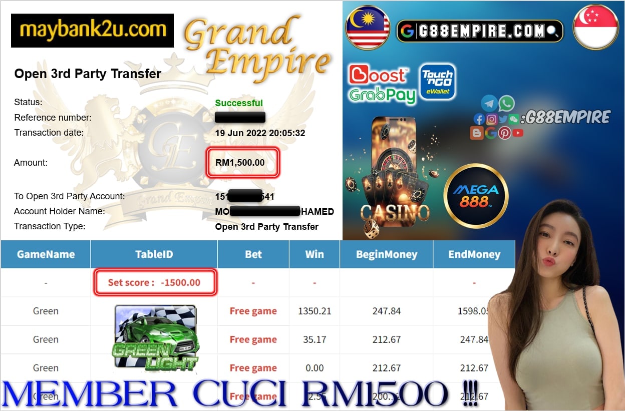 MEGA888 - GREEN CUCI RM1500 !!!