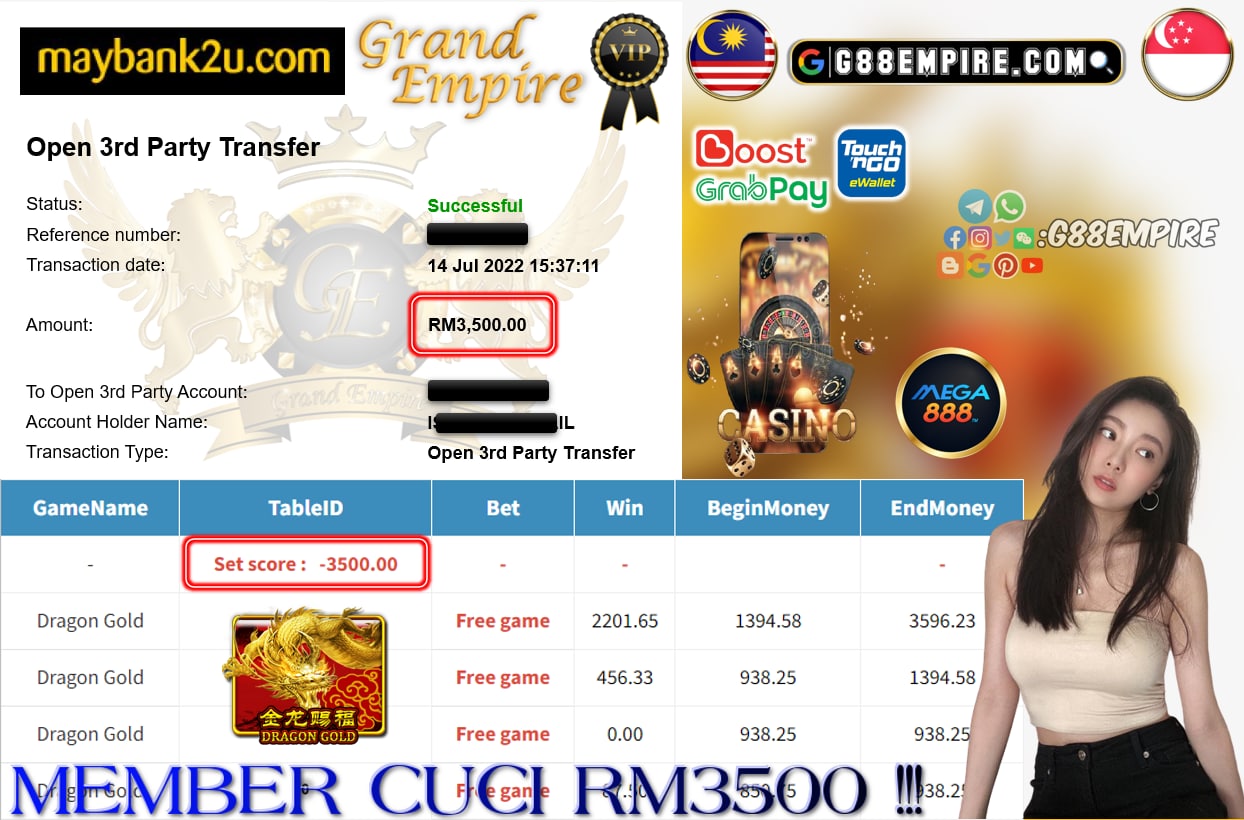 MEGA888 - DRAGON GOLD CUCI RM3500 !!!