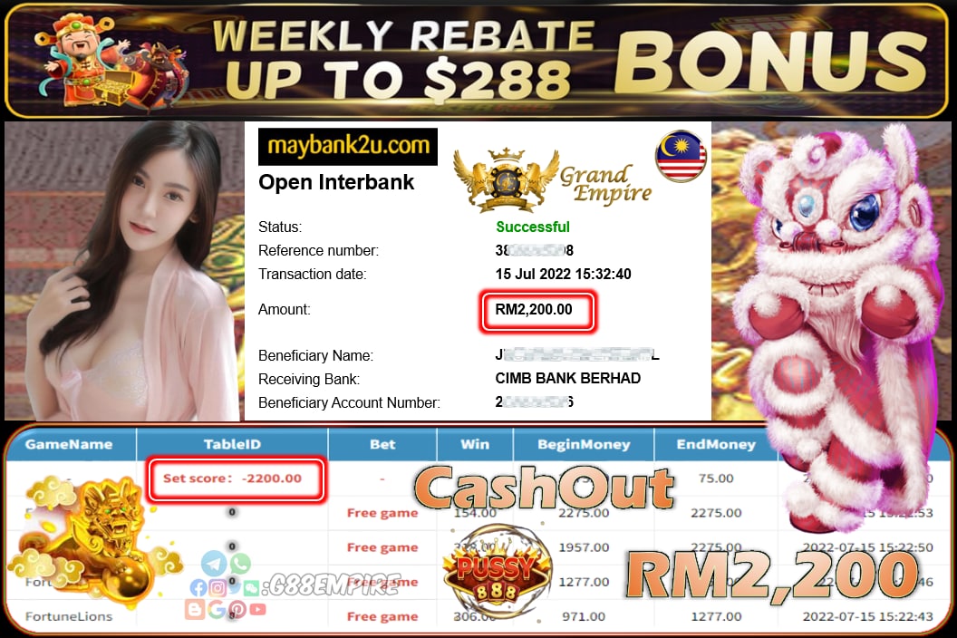 PUSSY888 - FORTUNELIONS - CUCI RM2.200!!!!!