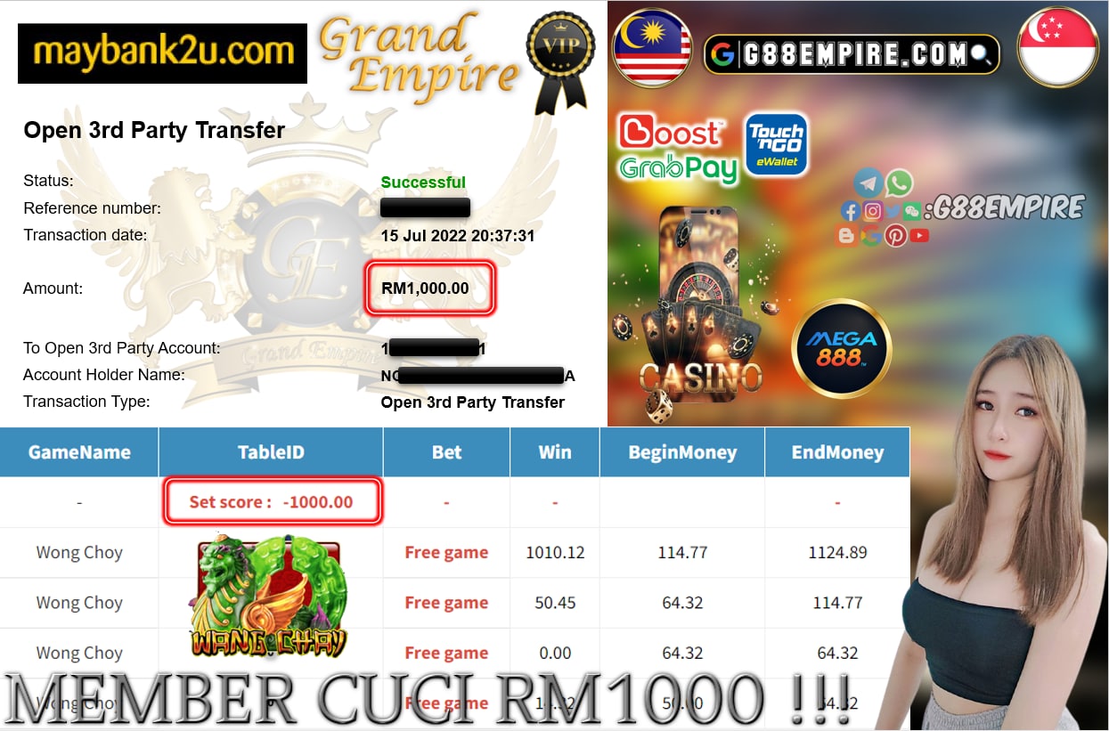 MEGA888 - WONG CHOY CUCI RM1000 !!!