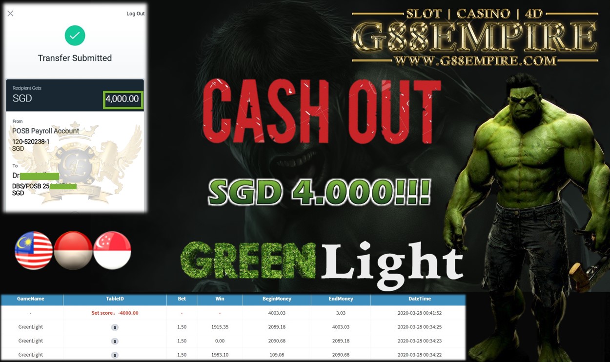 GREENLIGHT CASH OUT SGD 4.000!!!