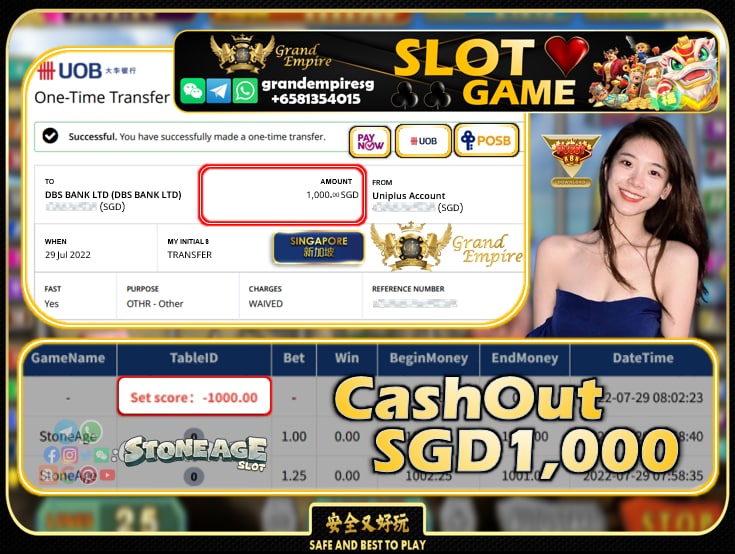 PUSSY888 ~ STONEAGE CASHOUT SGD1000!!!