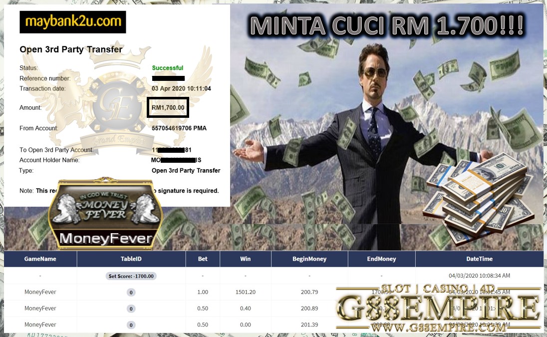 MONEYFEVER MINTA CUCI RM 1.700!!!