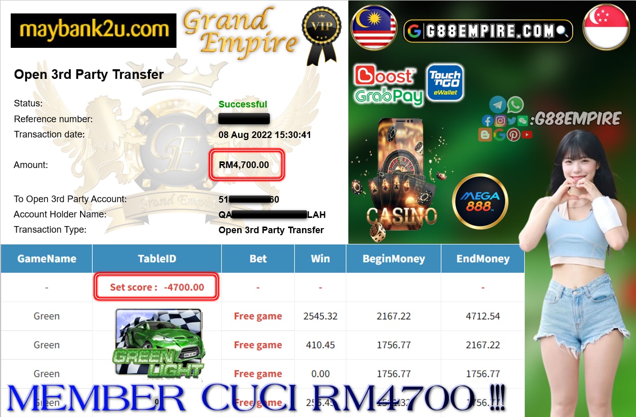 MEGA888 - GREEN CUCI RM4700 !!!