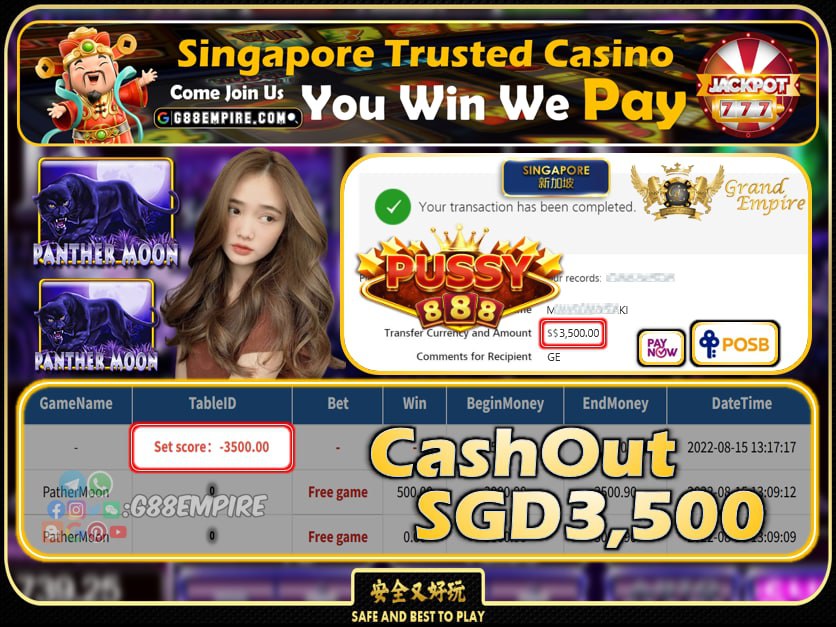 PUSSY888 ~ PANTHERMOON CASHOUT SGD3500 !!!