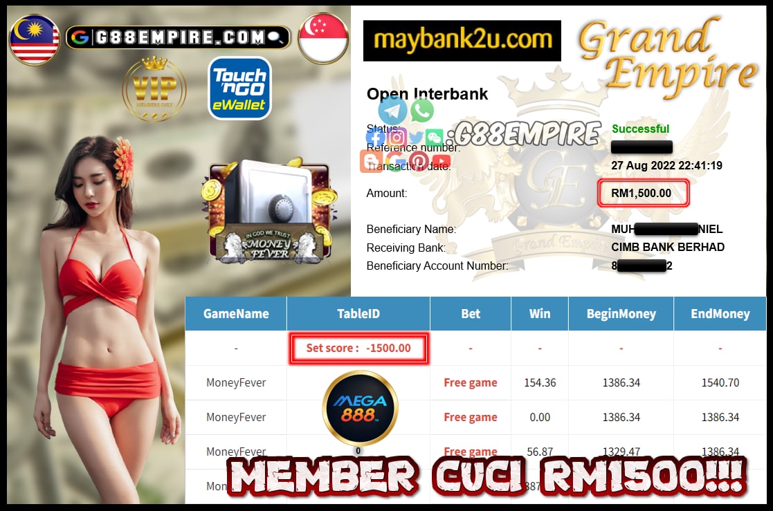 MEGA888 MONEYFEVER CUCI RM1500