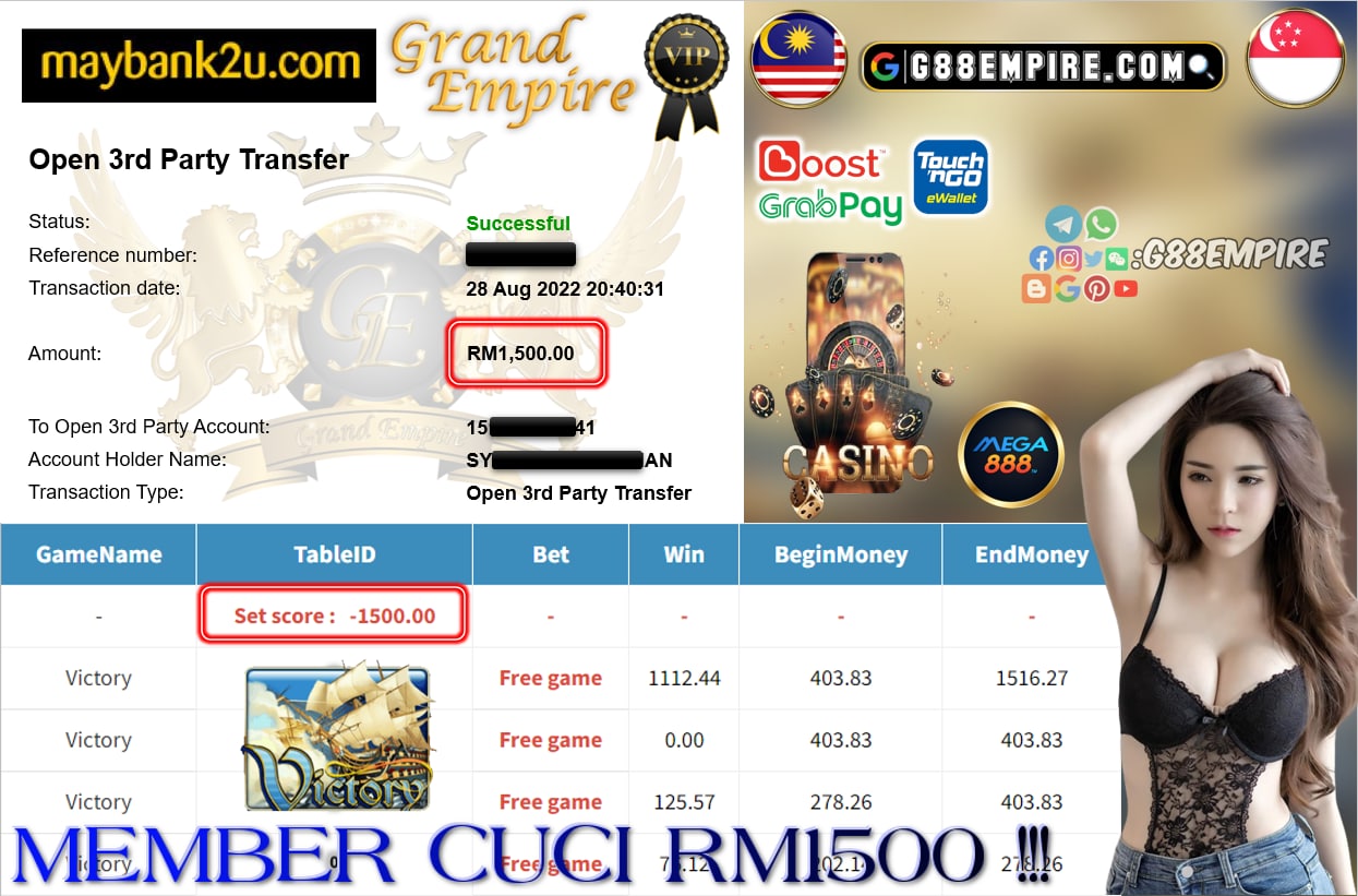 MEGA888 - VICTORY CUCI RM1500 !!!