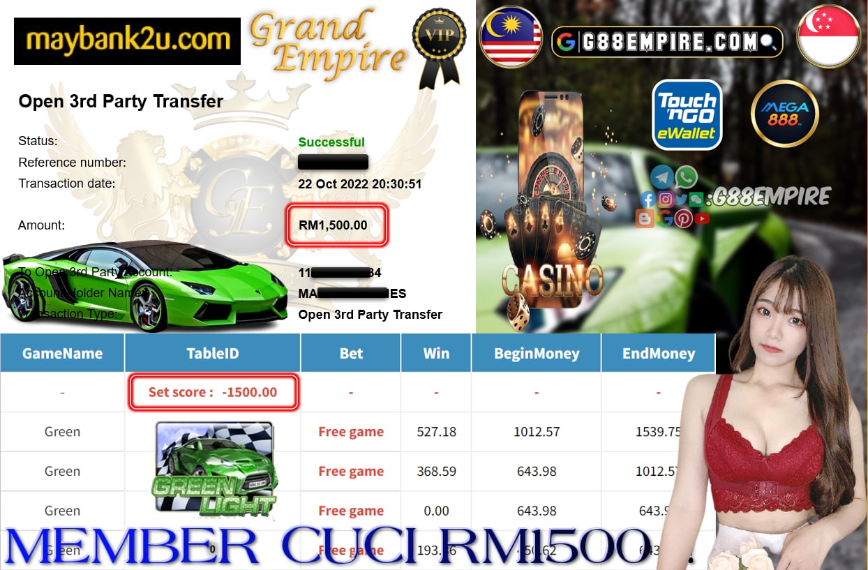 MEGA888 - GREEN CUCI RM1500 !!!