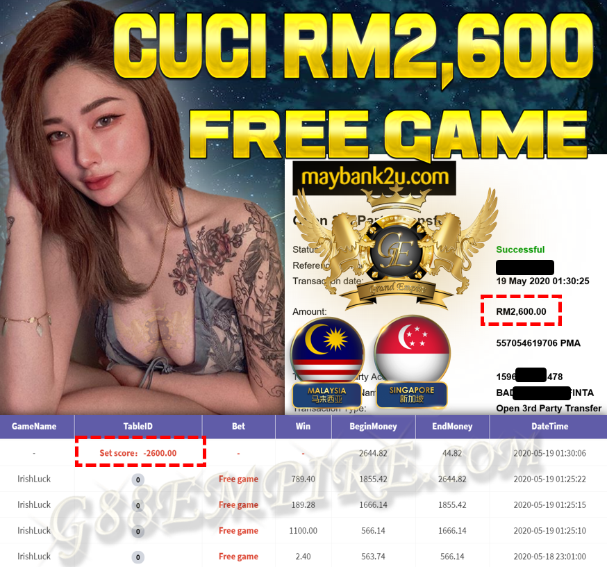 IRISHLUCK FREE GAME  CUCI RM2,600!!!