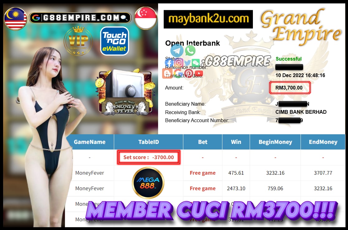 MEGA888 MONEYFEVER CUCI RM3700!