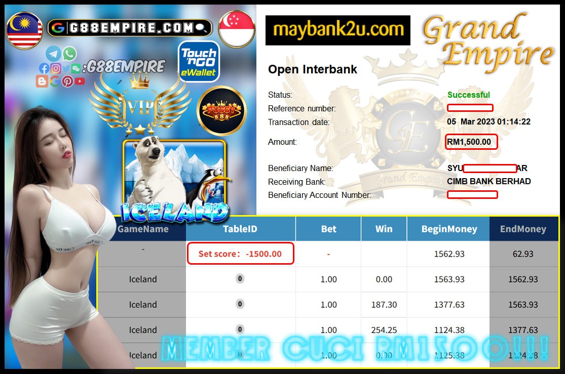 PUSSY888 - ICELAND CUCI RM1,500