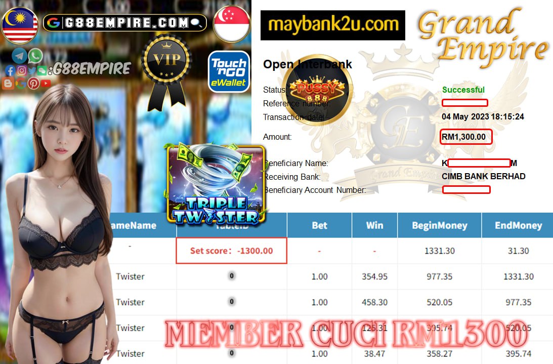 PUSSY888 TWISTER CUCI RM1,300