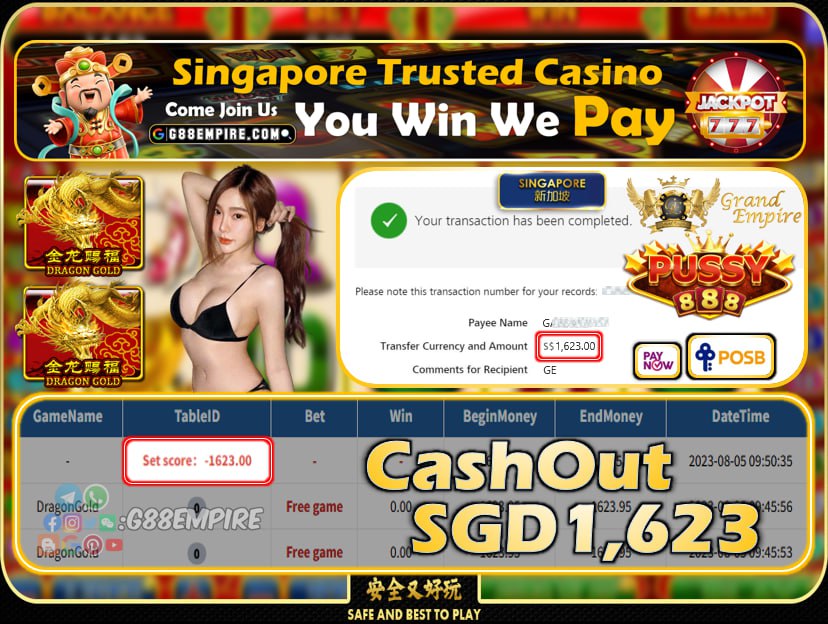 PUSSY888 - DRAGONGOLD  CASHOUT SGD1623 !!!