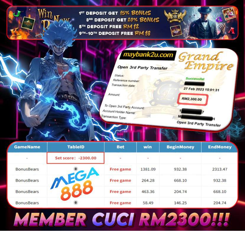 MEGA888 BONUSBEARS CUCI RM2300!!!