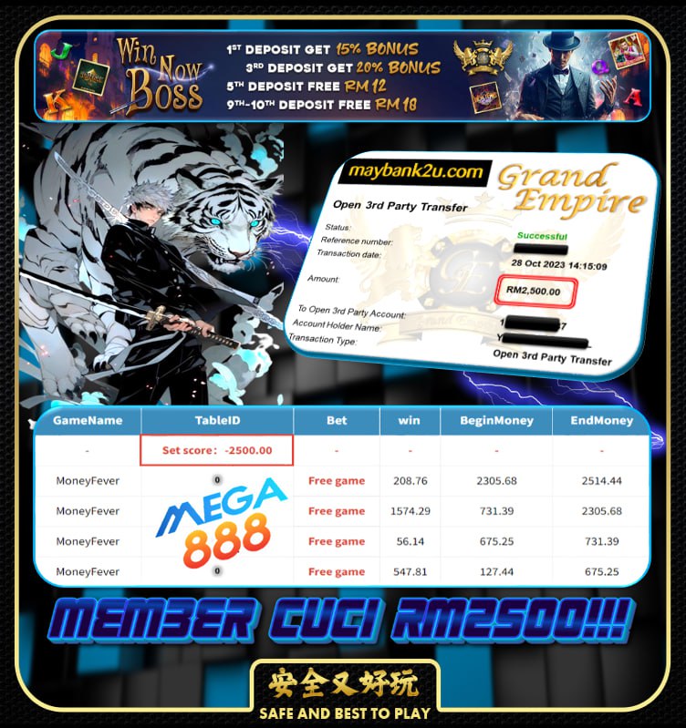 MEGA888 MONEYFEVER CUCI RM2500!!!