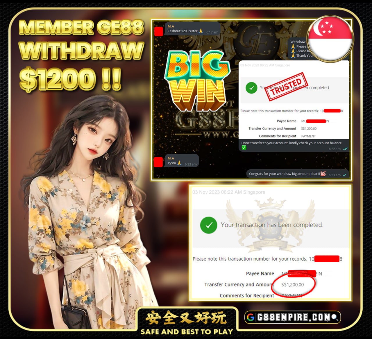 PUSSY888 ~ GREAT88 CASHOUT SGD1200!!