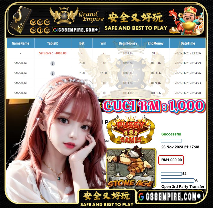 PUSSY888 STONEAGE CUCI RM1,000