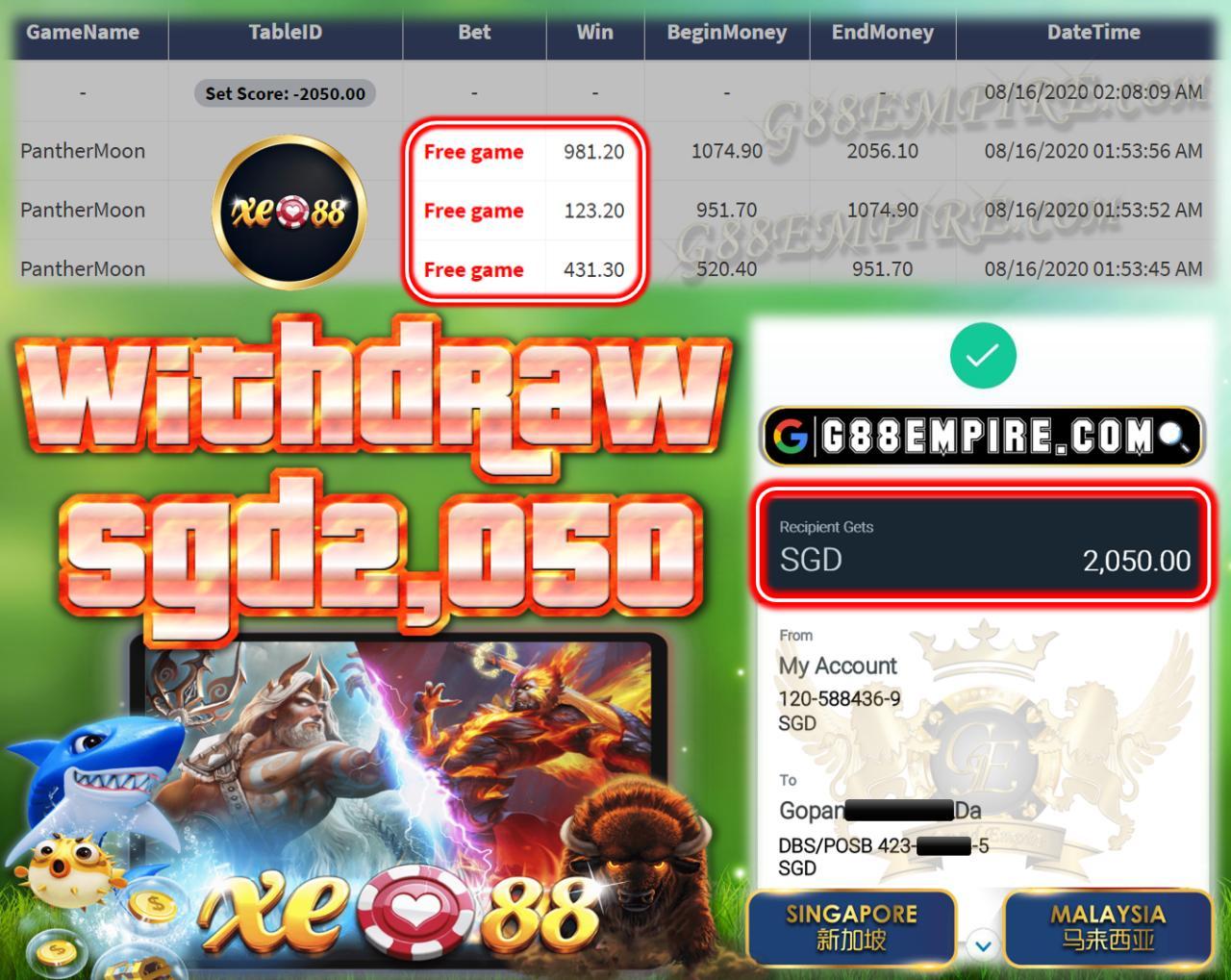 PANTHER MOON FREE GAME WITHDRAW SGD2,050