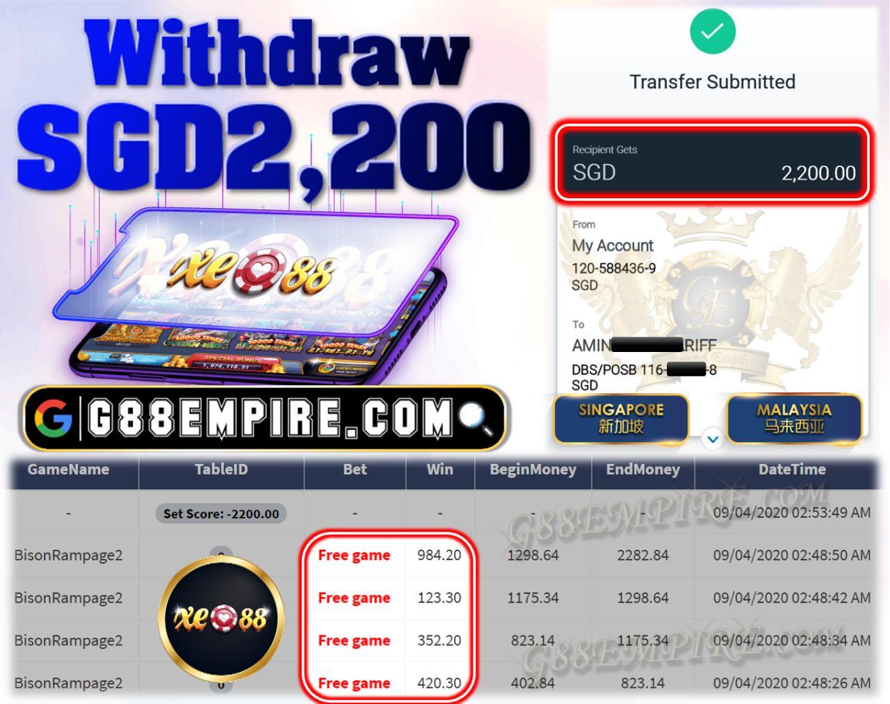 BISON RAMPAGE2 WITHDRAW SGD2,200 !!