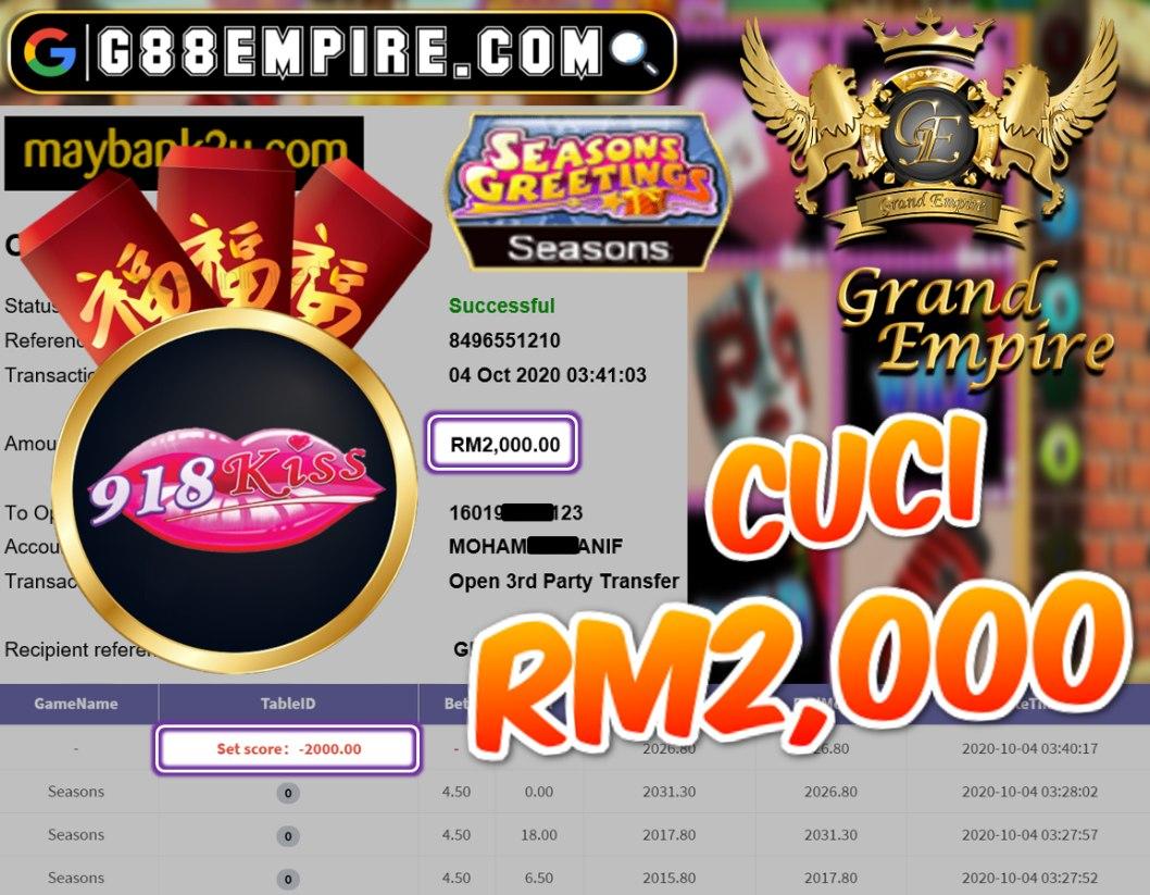 MEMBER MAIN SEASONS  CUCI RM2,000!!!