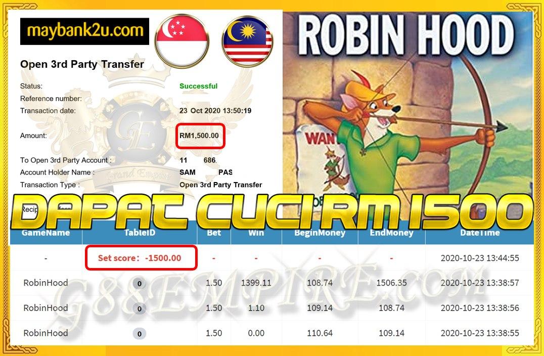 ROBIN HOOD DAPAT CUCI RM 1.500!!!
