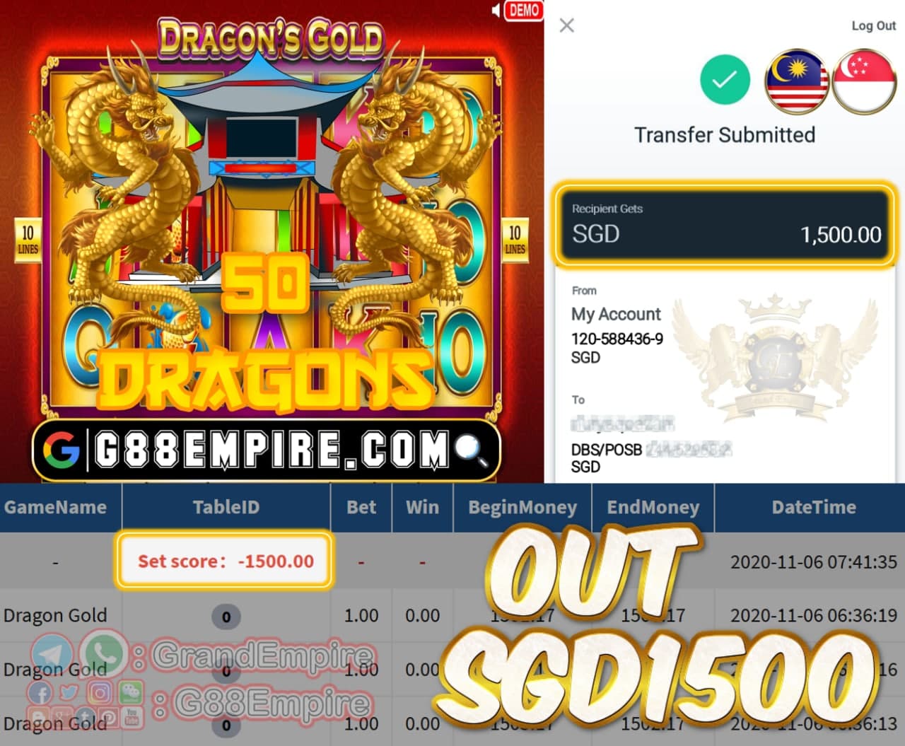 MEMBER MAIN DRAGON GOLD OUT SGD1500!!!