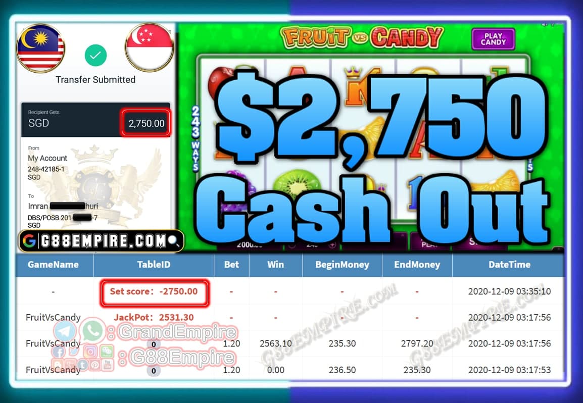 FRUIT VS CANDY JACKPOT CASH OUT $2,750 !!