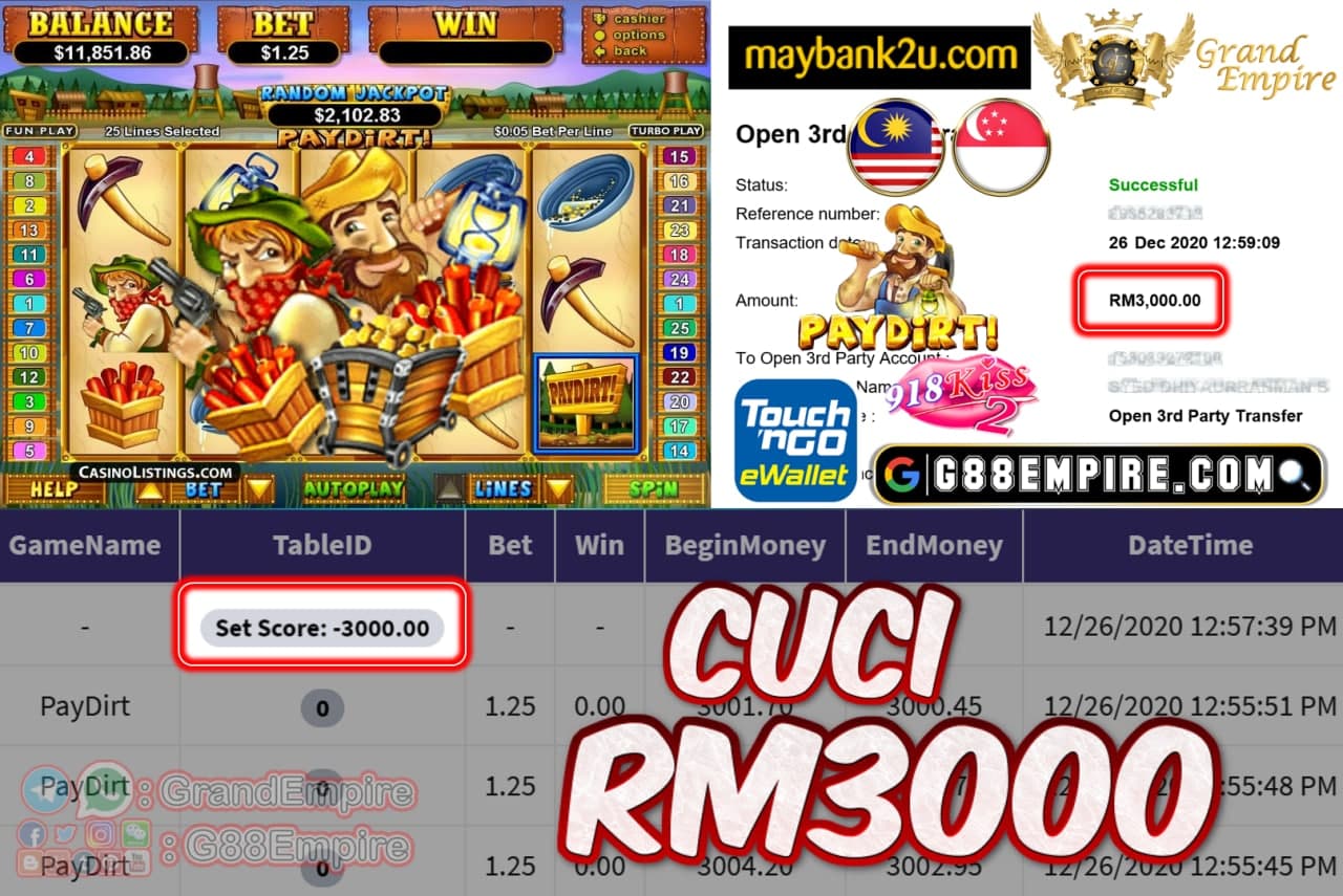 MEMBER MAIN PAYDIRT CUCI RM3000!!!