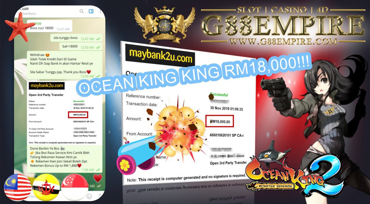 MEMBER MAIN OCEAN KING MINTA CUCI RM18,000 !!