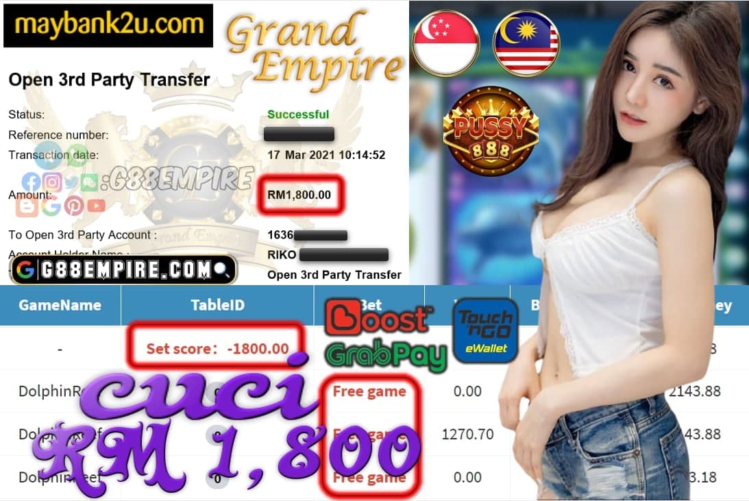 PUSSY888-DHOLPINREEF CUCI RM1,800!!!