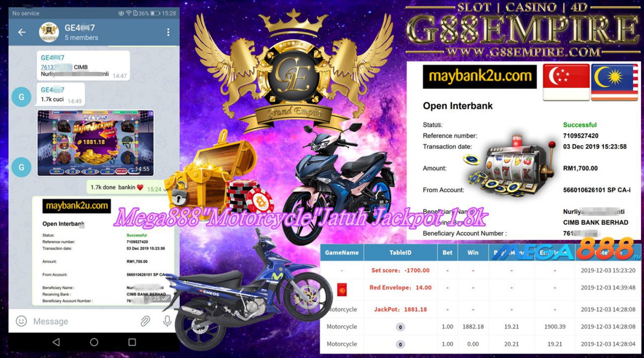 MEMBER MAIN MOTORCYCLE JACKPOT RM1,800 !!