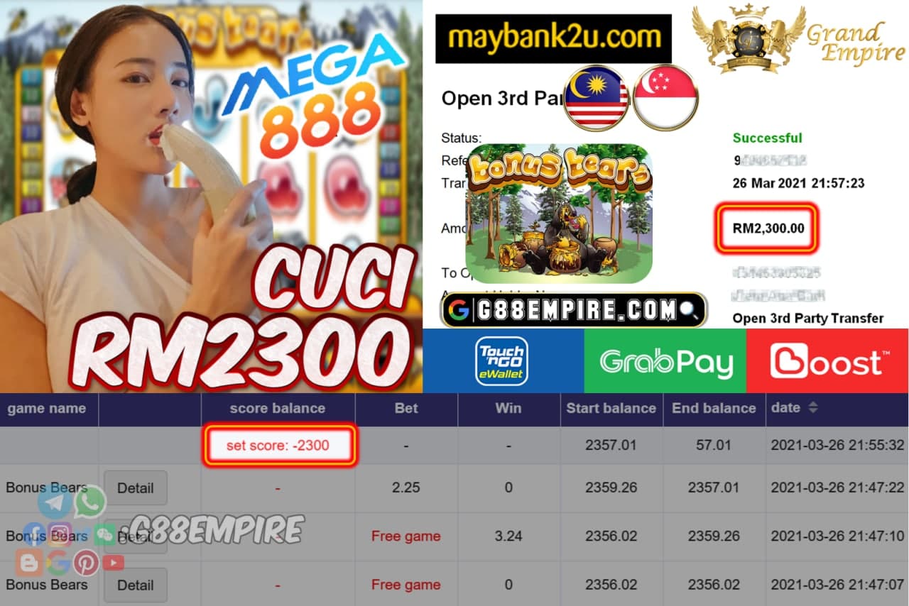 MEGA888 - BONUSBEARS CUCI RM2300!!!