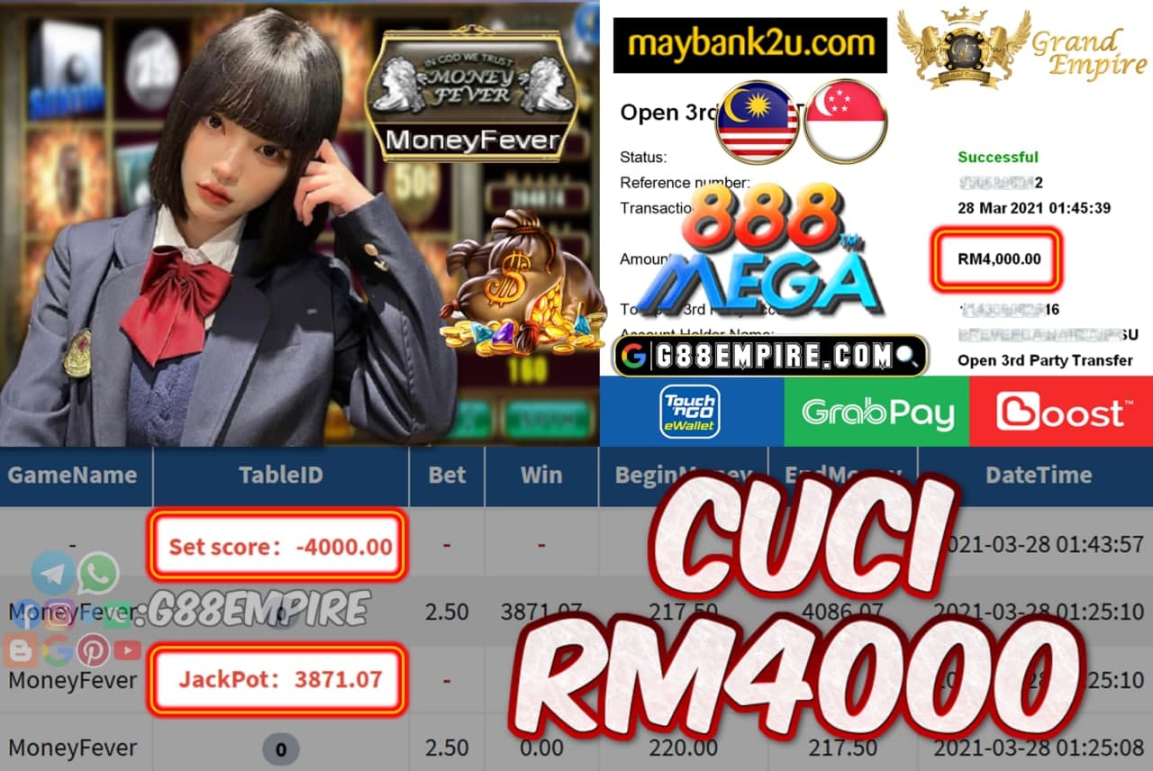 MEGA888 - MONEY FEVER CUCI RM4000!!!