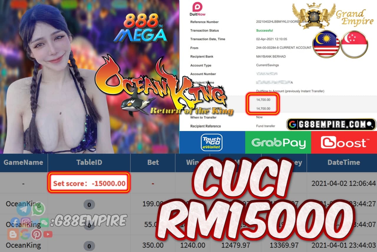 MEGA888 - OCEANKING CUCI RM15000!!!